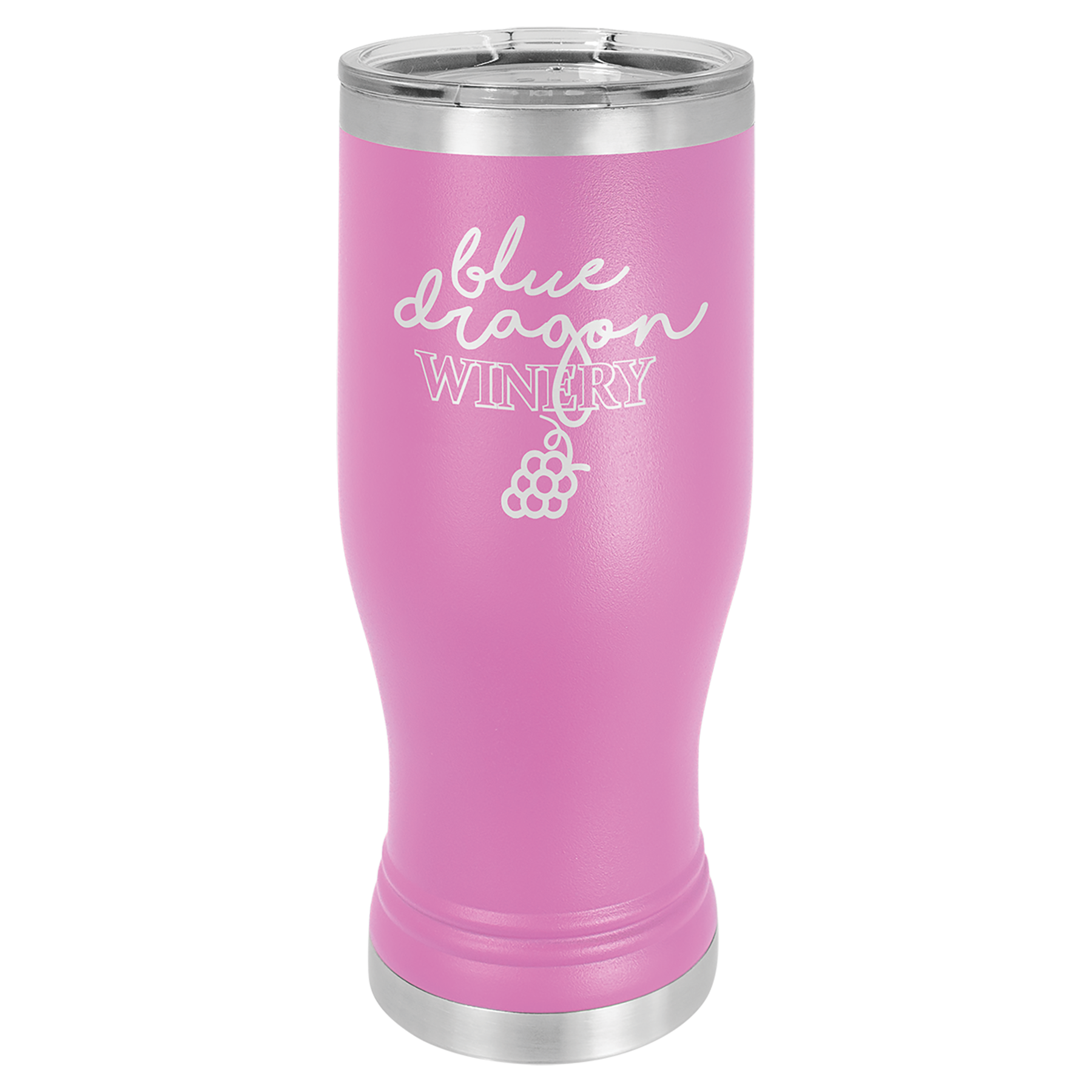 Light Purple 20 oz Vacuum Insulated Pilsner Bottle with Clear Lid - Personalized