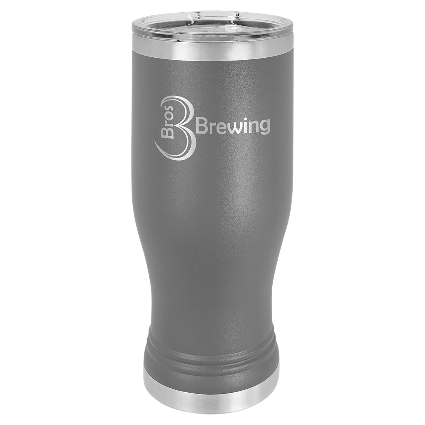 Dark Gray 20 oz Vacuum Insulated Pilsner Bottle with Clear Lid - Personalized