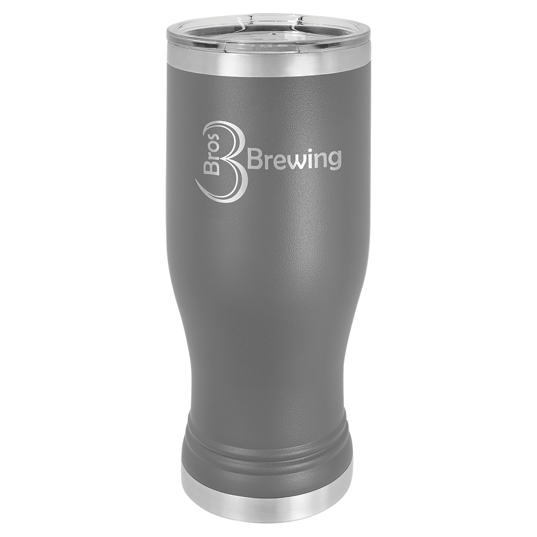 Dark Gray 20 oz Vacuum Insulated Pilsner Bottle with Clear Lid - Personalized