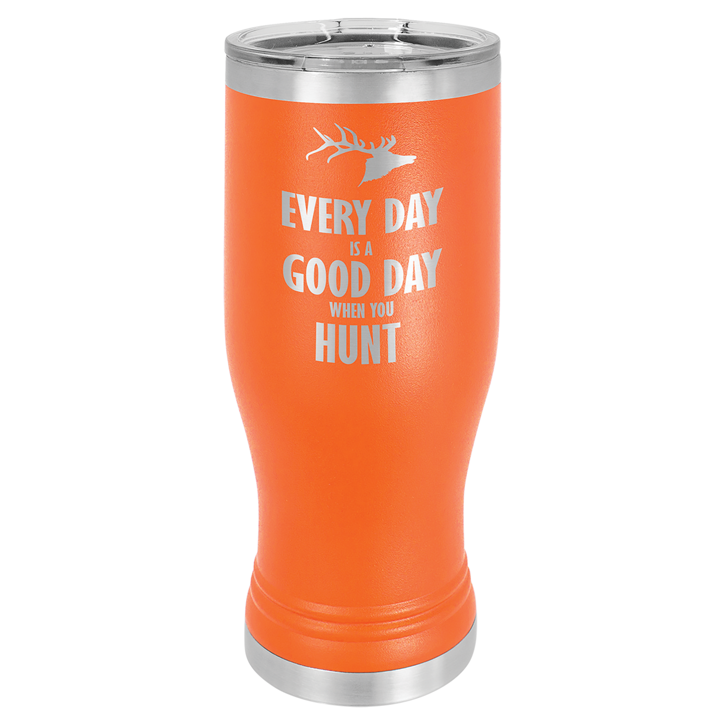 Orange 20 oz Vacuum Insulated Pilsner Bottle with Clear Lid - Personalized