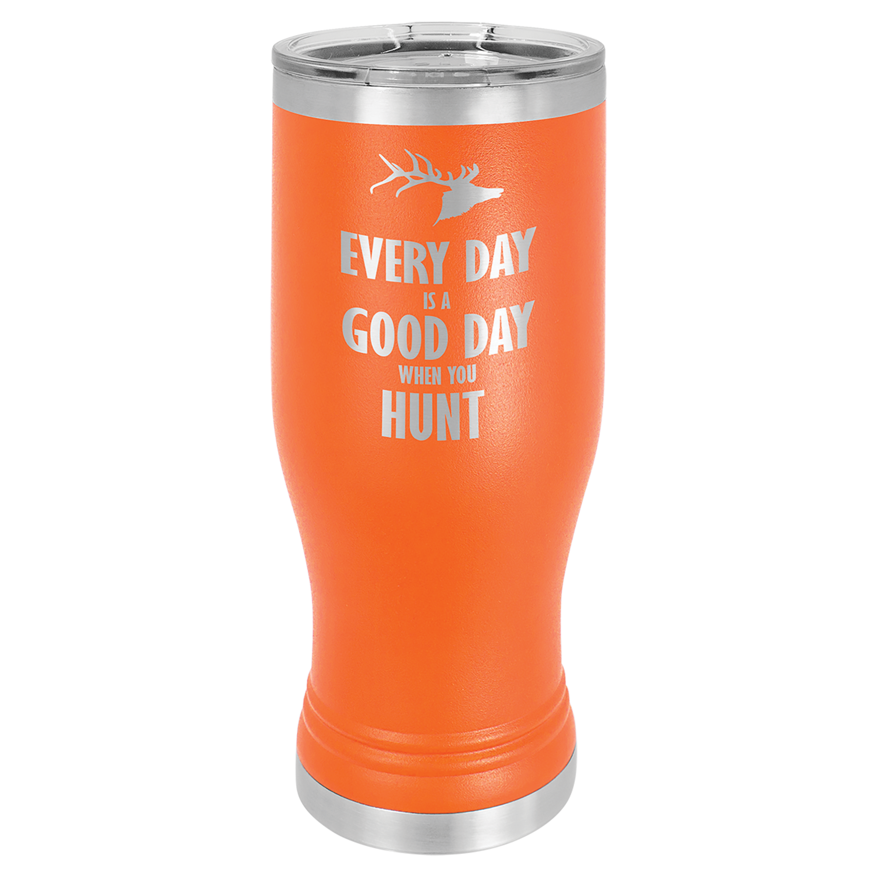 Orange 20 oz Vacuum Insulated Pilsner Bottle with Clear Lid - Personalized