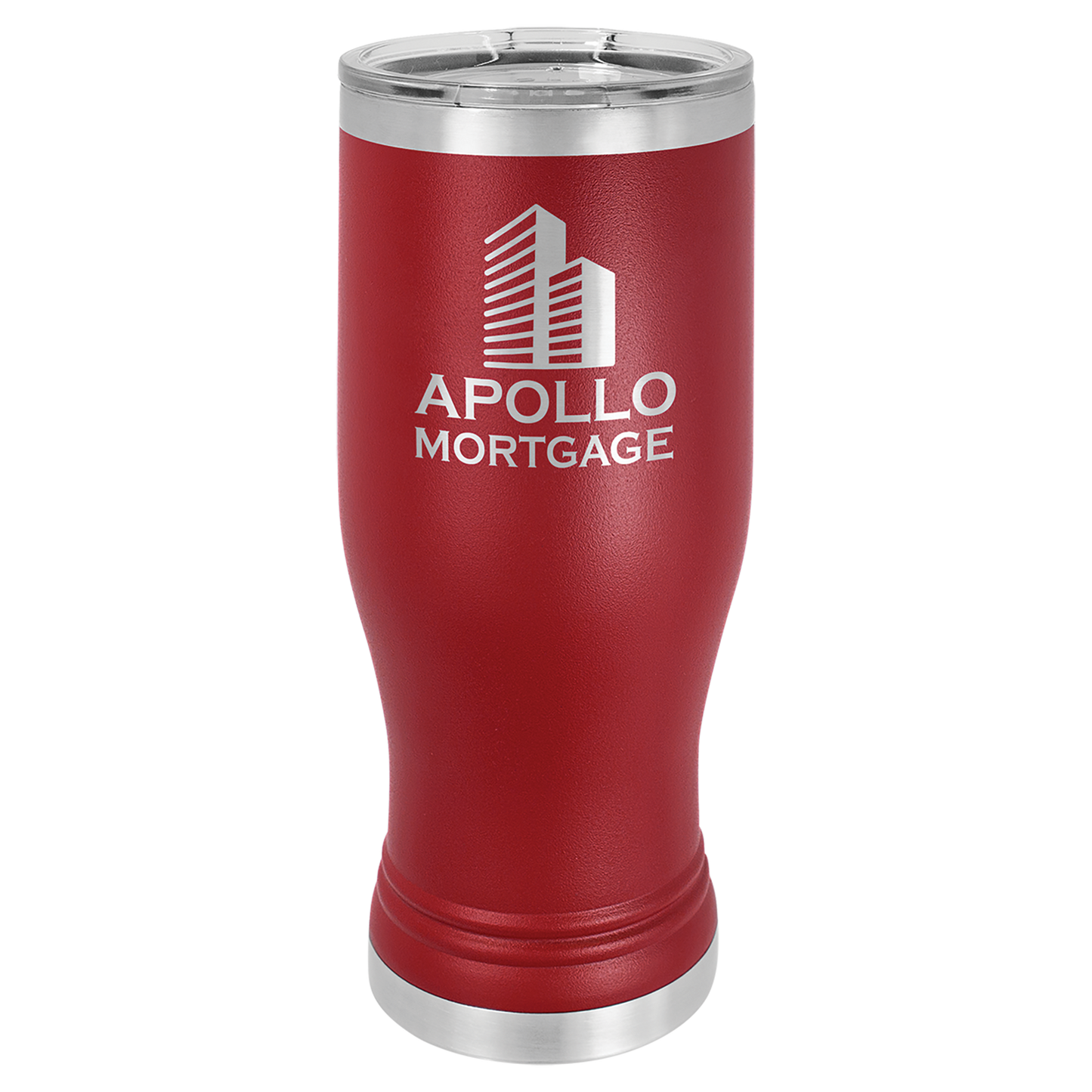 Maroon 20 oz Vacuum Insulated Pilsner Bottle with Clear Lid - Personalized
