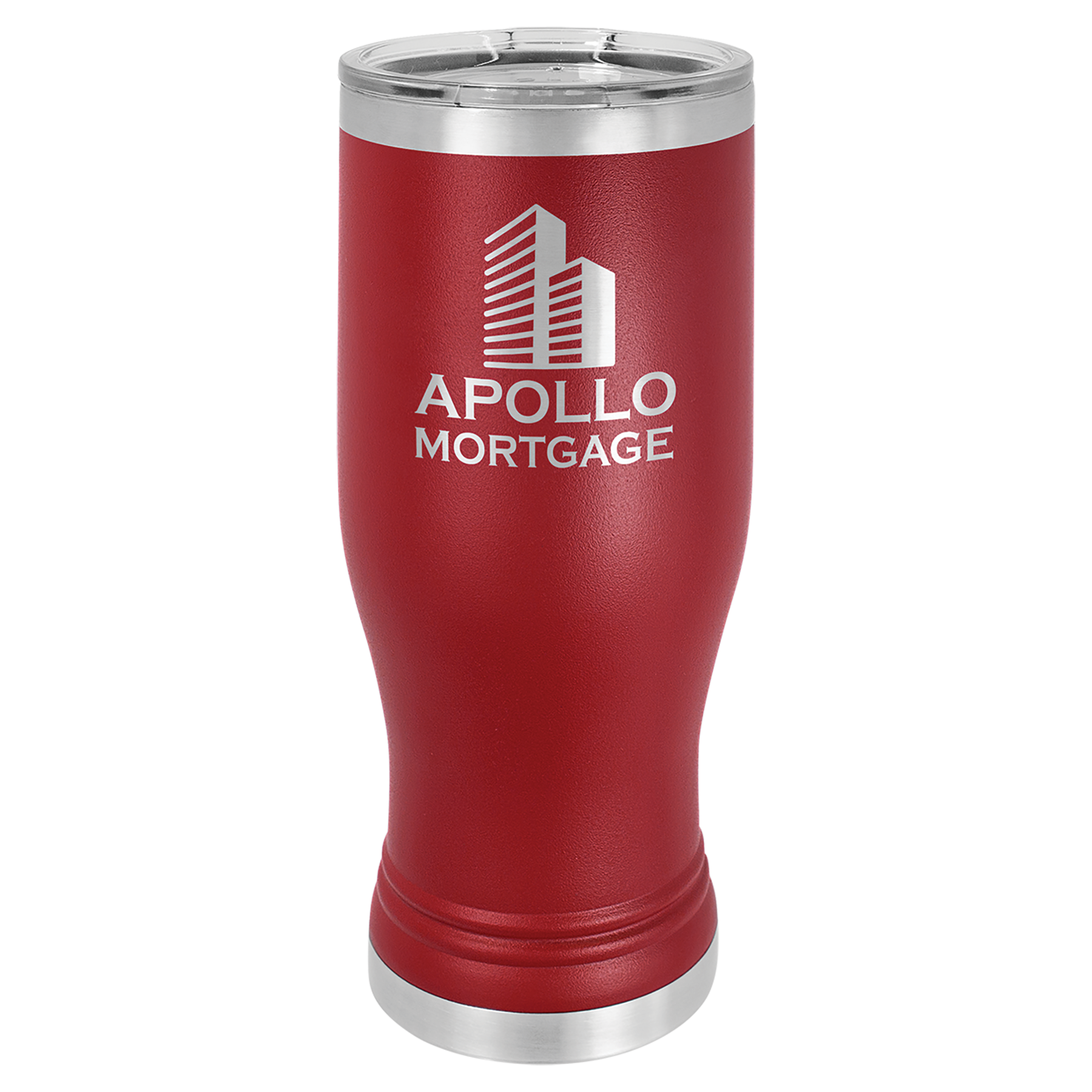 Maroon 20 oz Vacuum Insulated Pilsner Bottle with Clear Lid - Personalized