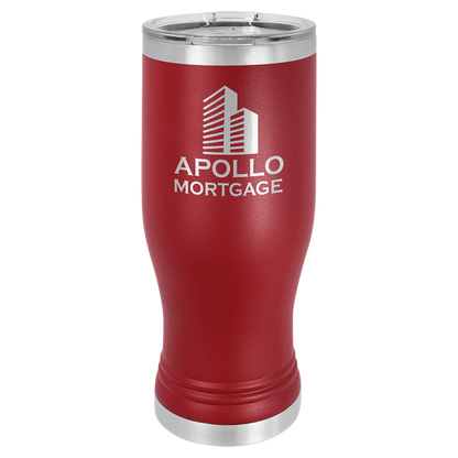 Maroon 20 oz Vacuum Insulated Pilsner Bottle with Clear Lid - Personalized