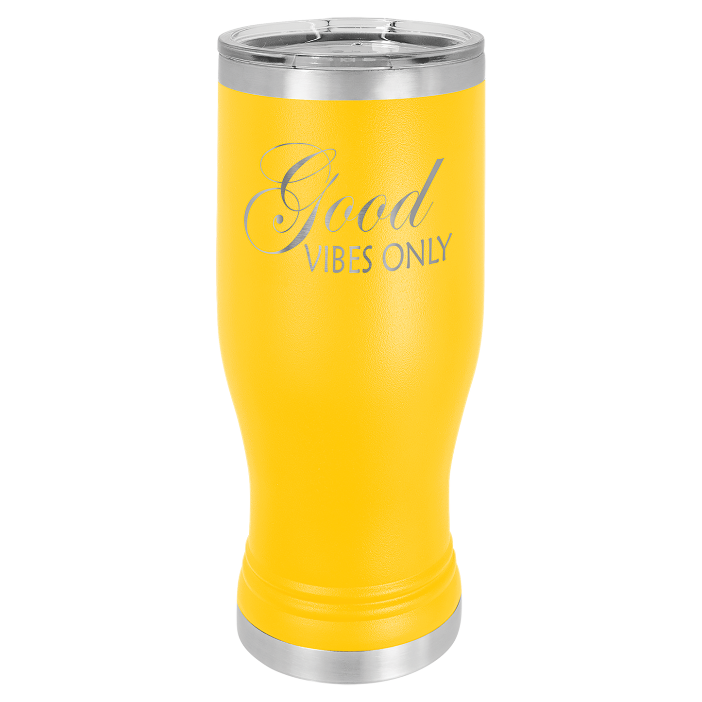 Yellow 20 oz Vacuum Insulated Pilsner Bottle with Clear Lid - Personalized