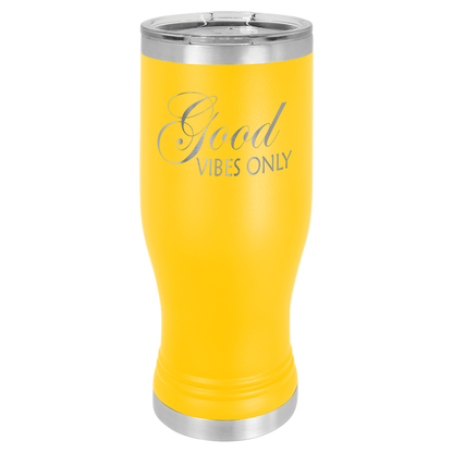 Yellow 20 oz Vacuum Insulated Pilsner Bottle with Clear Lid - Personalized