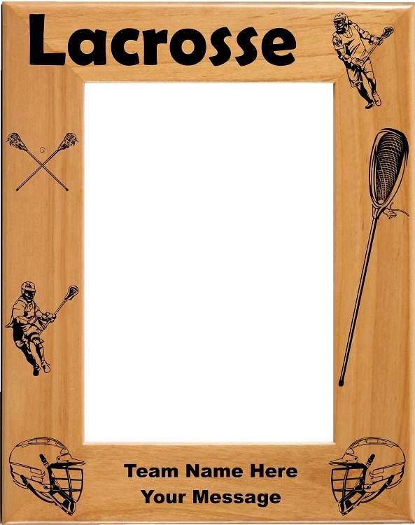 Lacrosse Picture Frame - Personalized | Laser Engraved Wood Frame - 3 Sizes Decade Awards