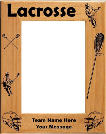 Lacrosse Picture Frame - Personalized | Laser Engraved Wood Frame - 3 Sizes Decade Awards