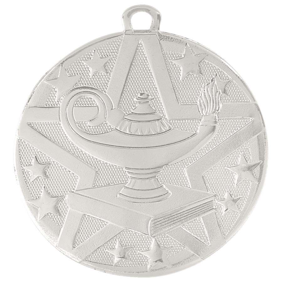 Lamp of Knowledge Superstar Medal - Gold, Silver, or Bronze | Engraved Superstar Knowledge Medallion - 2 Inch Wide Decade Awards