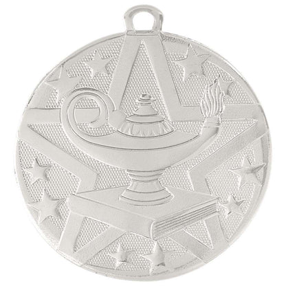 Lamp of Knowledge Superstar Medal - Gold, Silver, or Bronze | Engraved Superstar Knowledge Medallion - 2 Inch Wide Decade Awards