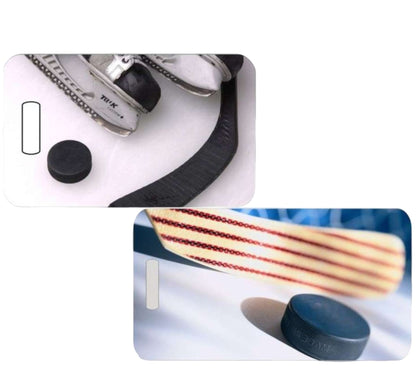 Hockey Luggage Tag in 2 Sizes – Personalized Sports Bag ID Tag for Players, Teams, and Travel – Durable Custom Design by Decade Award