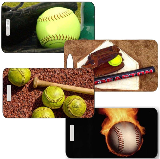 Softball Luggage Tag in 2 Sizes – Personalized Sports Bag ID Tag for Players, Teams, and Travel – Durable Custom Design by Decade Awards