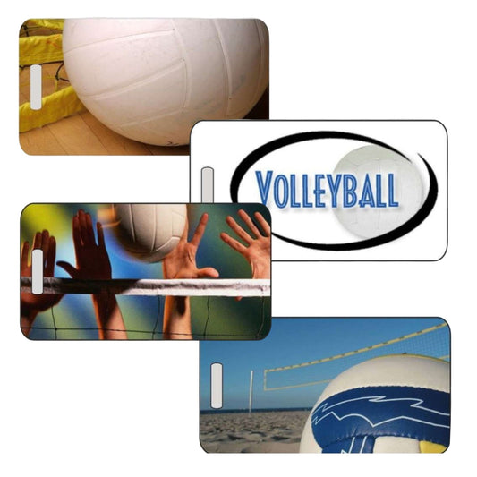 Personalized Volleyball Luggage Tag in 2 Sizes – Custom Beach Volleyball Bag ID Tag for Players and Teams – Durable Travel Tag Design by Decade Awards