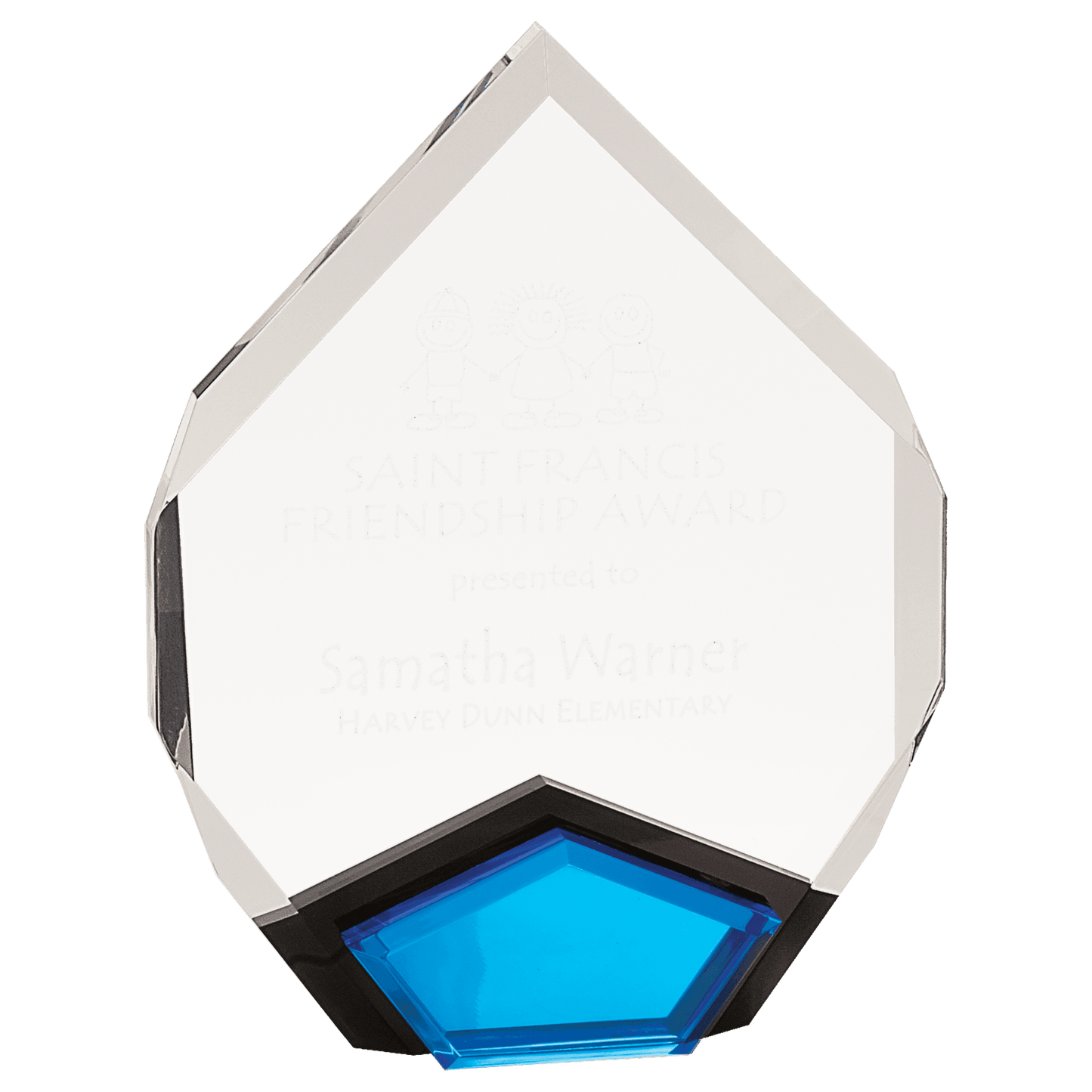 Marquis Acrylic Trophy | Blue, Gold or Red | Personalized Corporate Award | 8 or 9 Inches Tall