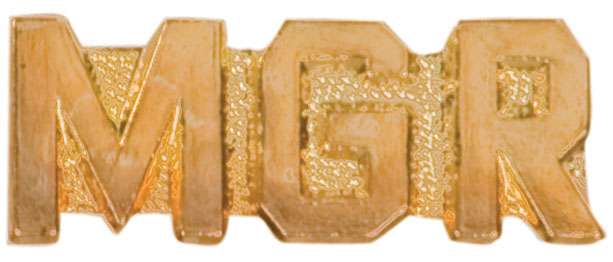 MGR Lapel Pin | Letter Jacket Chenille Pin - MANAGER Decade Awards