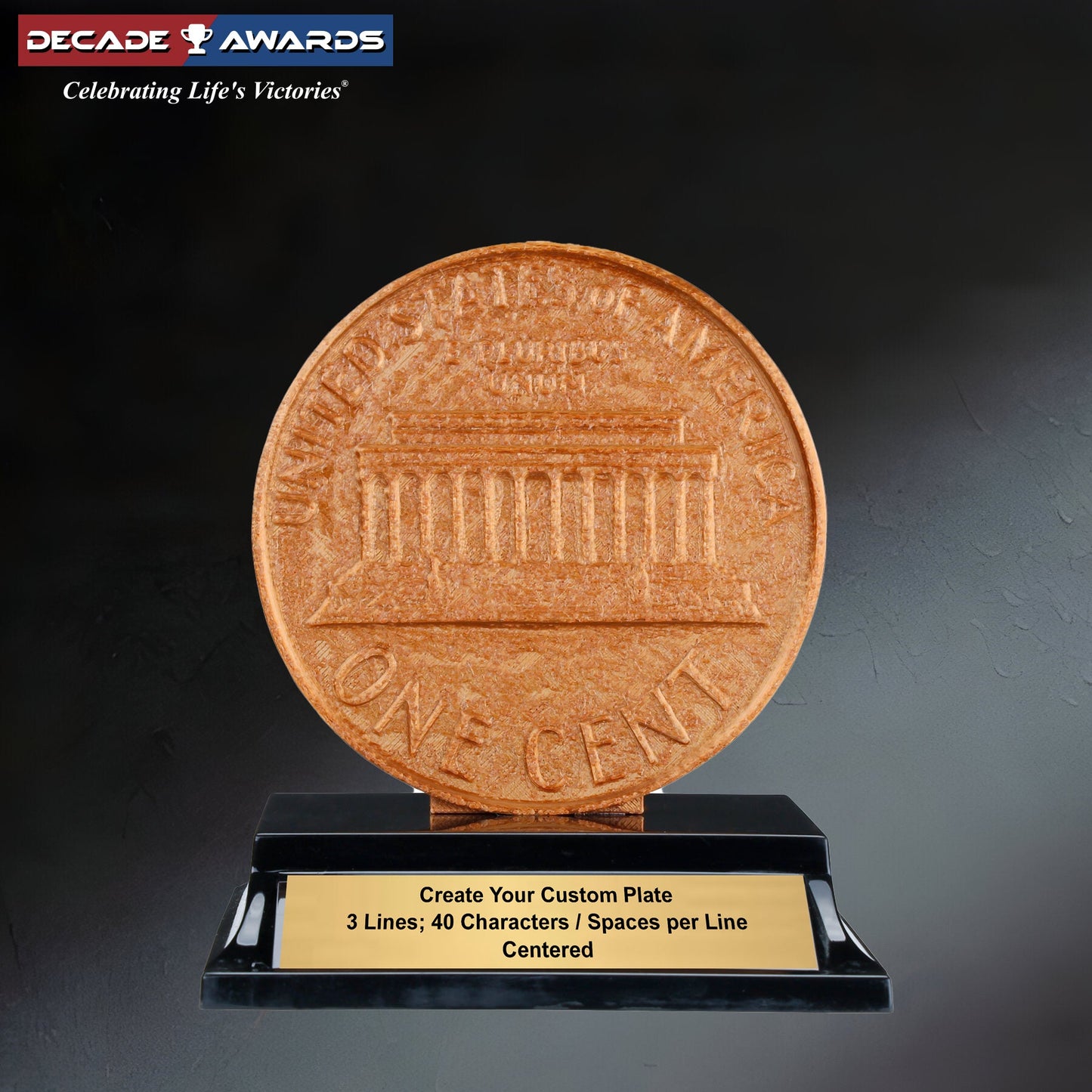 Penny Trophy | Personalized Big Money Award | Novelty 3D | 5 Inch