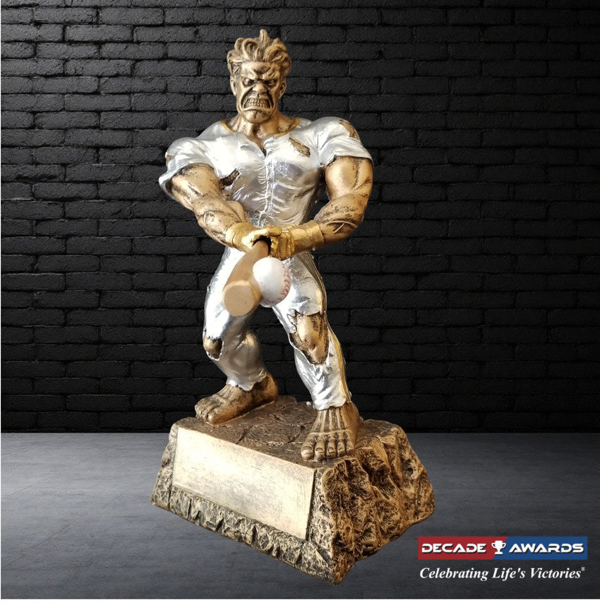 LARGE Monster Baseball Trophy | Engraved Baseball Beast Award - 9.5 Inch Tall Decade Awards