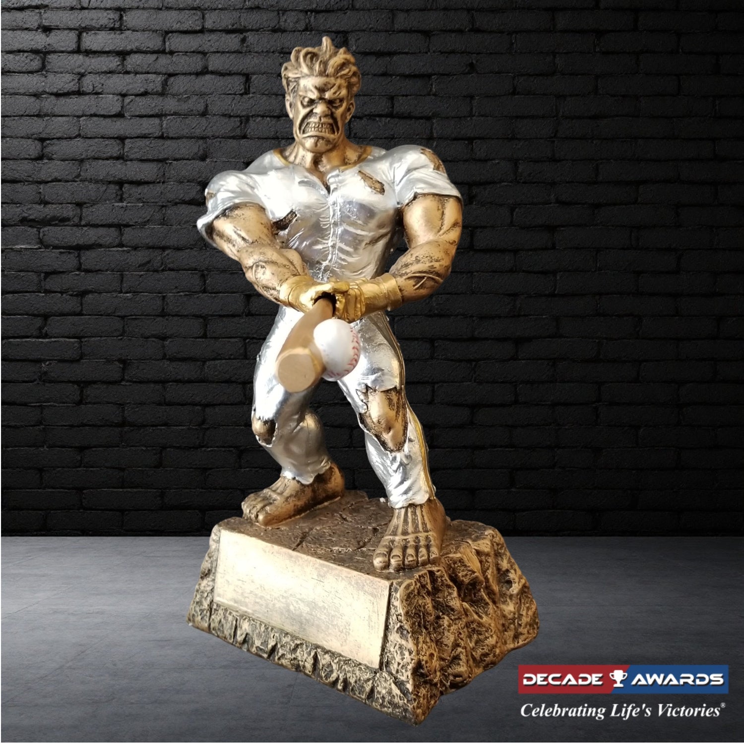 Baseball Monster Trophy | Engraved Baseball Beast Award - 6.75 Inch Tall Decade Awards