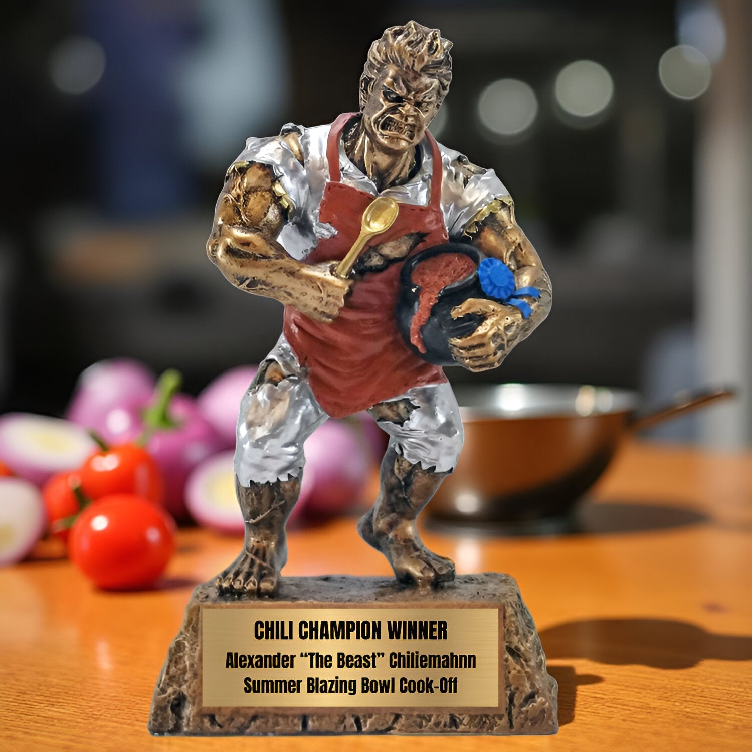Monster Chili Champion Trophy – 6.75 Inch Engraved Chili Cook-Off Beast Award | Decade Awards