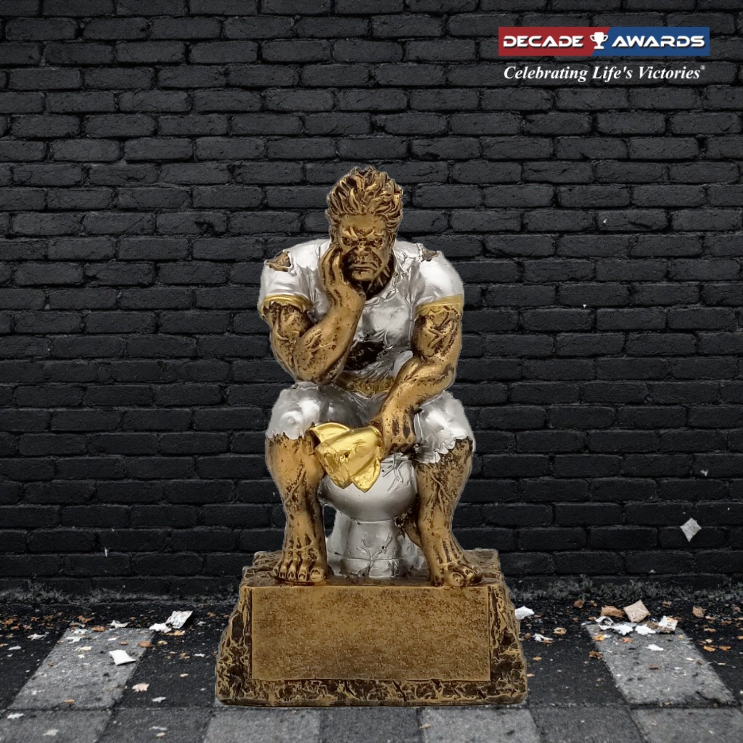 Toilet Monster Trophy | Engraved Last Place Monster Trophy - 6.75 Inch Tall Decade Awards