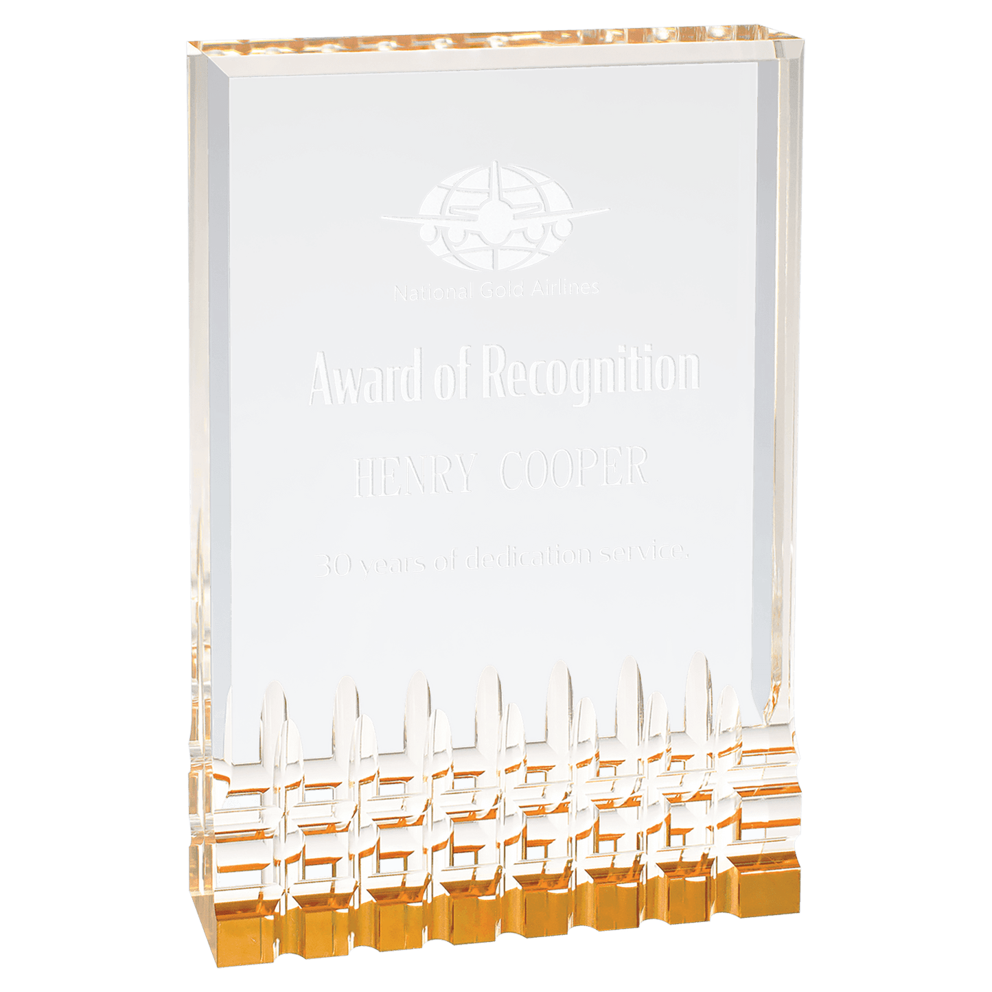 Mirage Acrylic Trophy | Blue, Gold, Green or Red | Personalized Acrylic Corporate Award | 5, 6 or 7 Inches Tall