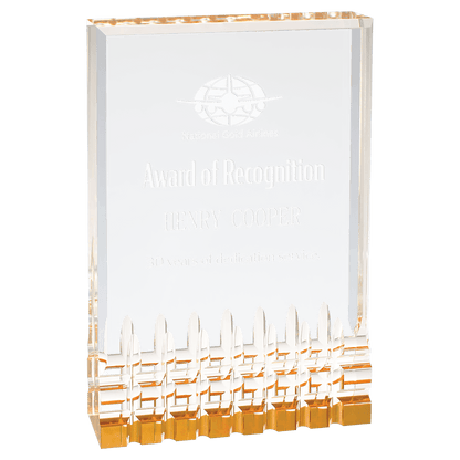 Mirage Acrylic Trophy | Blue, Gold, Green or Red | Personalized Acrylic Corporate Award | 5, 6 or 7 Inches Tall