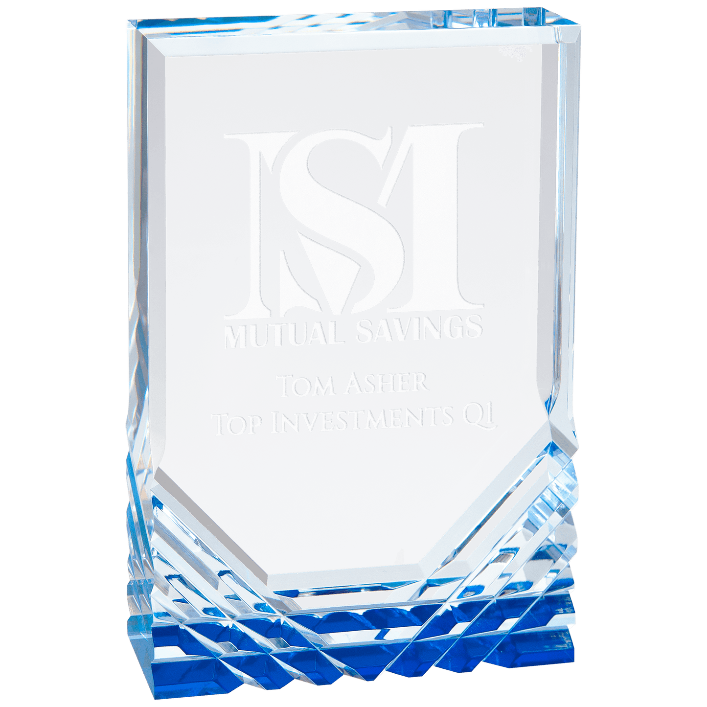 Jewel Mirage Acrylic Trophy | Blue or Gold | Personalized Acrylic Corporate Award | 6, 7 or 8 Inches Tall