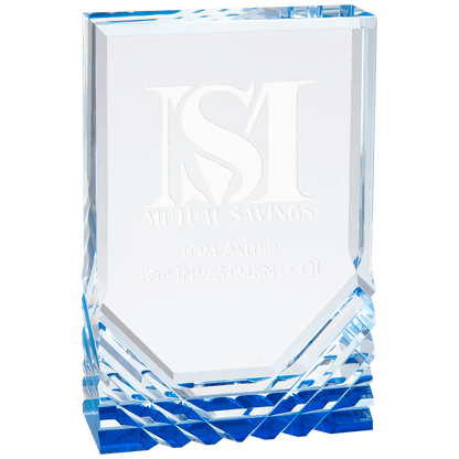 Jewel Mirage Acrylic Trophy | Blue or Gold | Personalized Acrylic Corporate Award | 6, 7 or 8 Inches Tall