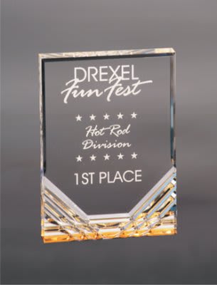 Jewel Mirage Acrylic Trophy | Blue or Gold | Personalized Acrylic Corporate Award | 6, 7 or 8 Inches Tall