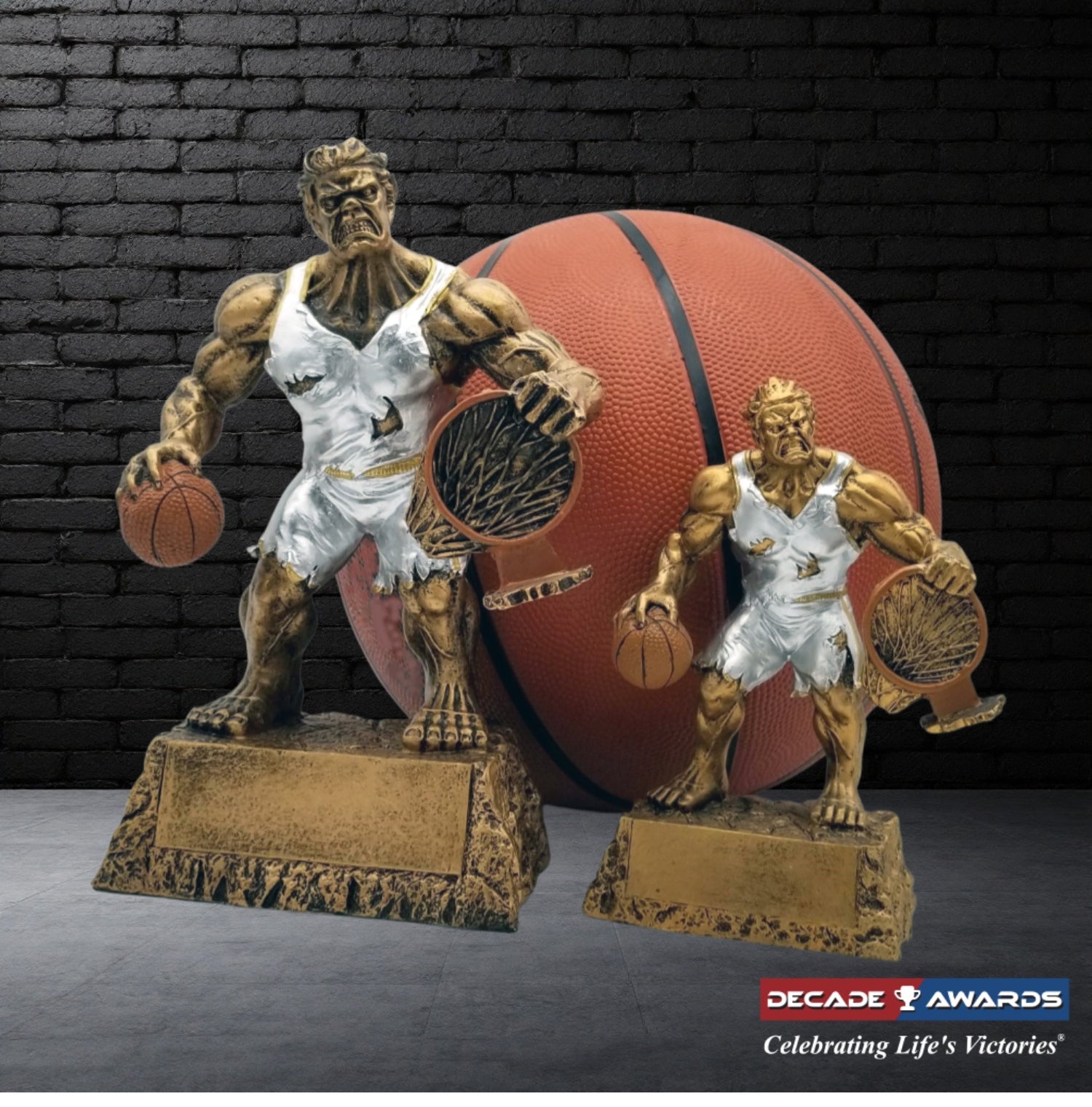LARGE Monster Basketball Trophy | Engraved Basketball Beast Award - 9.5 Inch Tall Decade Awards