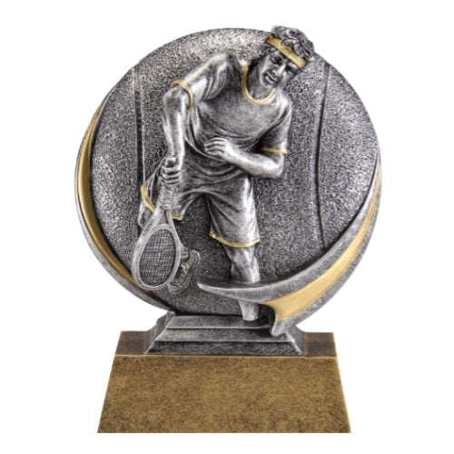 Tennis Trophy, Male | Engraved Motion X Tennis Award - 5 Inch Tall