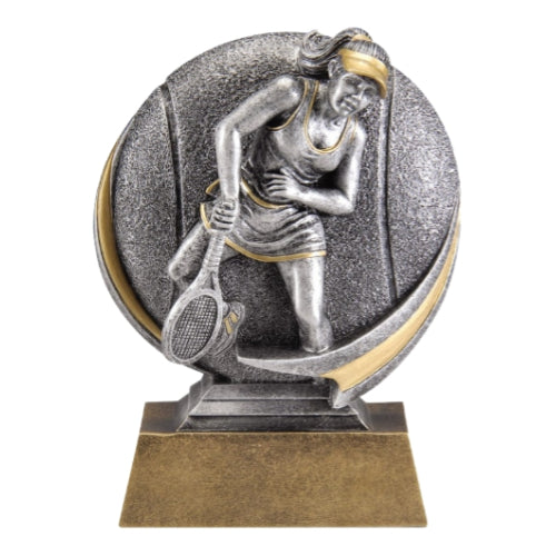 Tennis Trophy, Female | Engraved Motion X Tennis Award - 5 Inch Tall