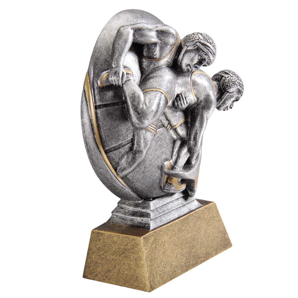 Engraved Motion X Wrestling Trophy with custom text – proudly presented by Decade Awards