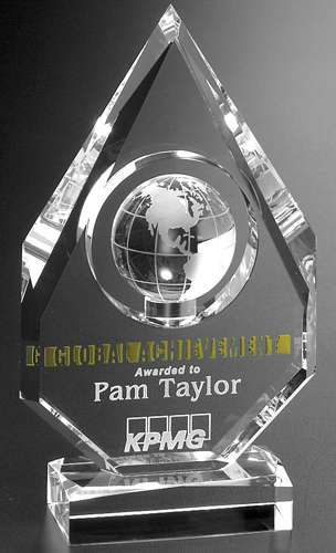 Magellan Global Crystal Corporate Award | Engraved Global Award - 8", 9" or 11" Decade Awards