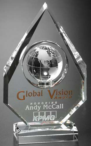 Magellan Global Crystal Corporate Award | Engraved Global Award - 8", 9" or 11" Decade Awards