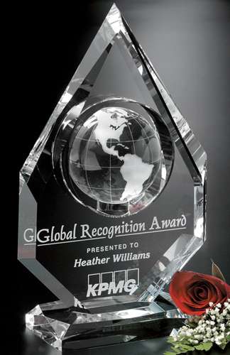 Magellan Global Crystal Corporate Award | Engraved Global Award - 8", 9" or 11" Decade Awards