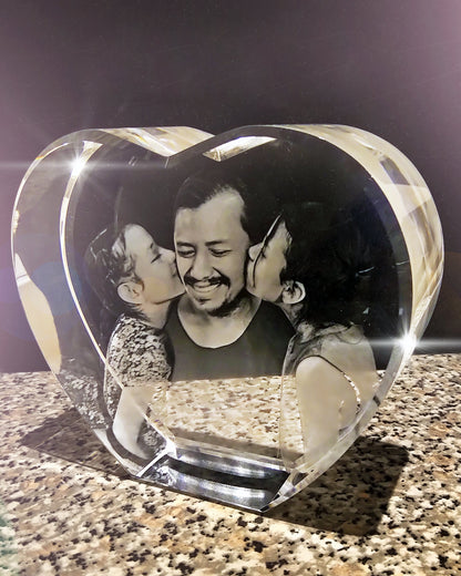 3D Crystal Custom Photo Gift – Heart Crystal Cube Decade Awards