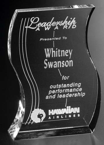 Malibu Crystal Corporate Award | Engraved Crystal Plaque - 6, 7.5 or 8 Inch Tall Decade Awards