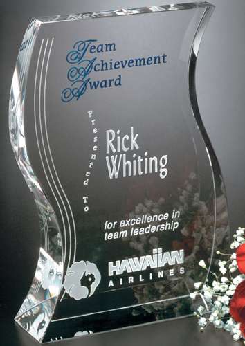 Malibu Crystal Corporate Award | Engraved Crystal Plaque - 6, 7.5 or 8 Inch Tall Decade Awards