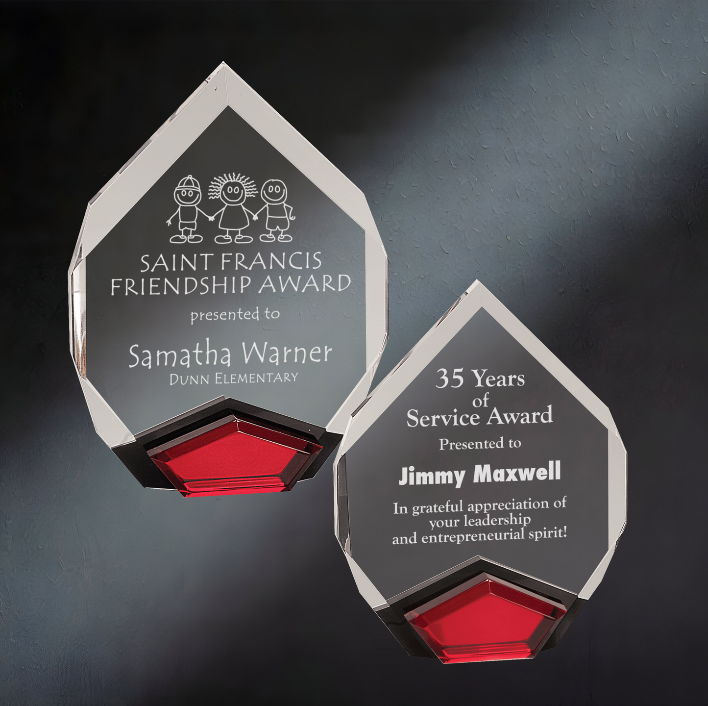 Marquis Acrylic Trophy | Blue, Gold or Red | Personalized Corporate Award | 8 or 9 Inches Tall