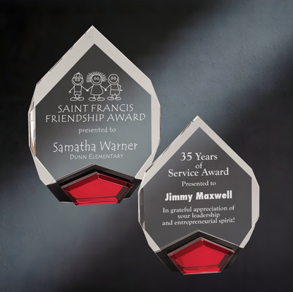 Marquis Acrylic Trophy | Blue, Gold or Red | Personalized Corporate Award | 8 or 9 Inches Tall