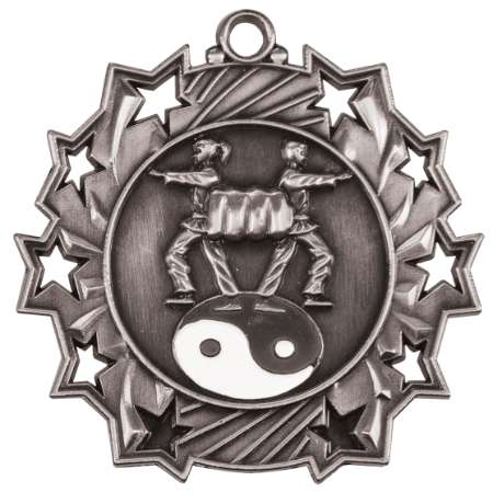 Martial Arts Ten Star Medal - Gold, Silver or Bronze | Engraved Karate 10 Star Medallion | 2.25 Inch Wide Decade Awards