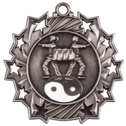 Martial Arts Ten Star Medal - Gold, Silver or Bronze | Engraved Karate 10 Star Medallion | 2.25 Inch Wide Decade Awards
