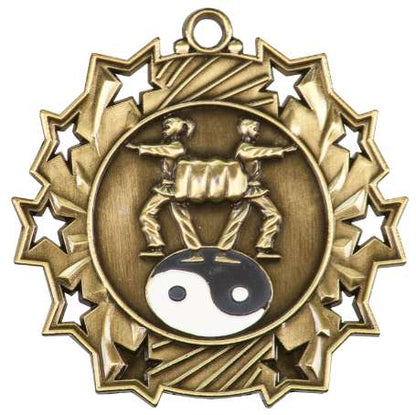 Martial Arts Ten Star Medal - Gold, Silver or Bronze | Engraved Karate 10 Star Medallion | 2.25 Inch Wide Decade Awards