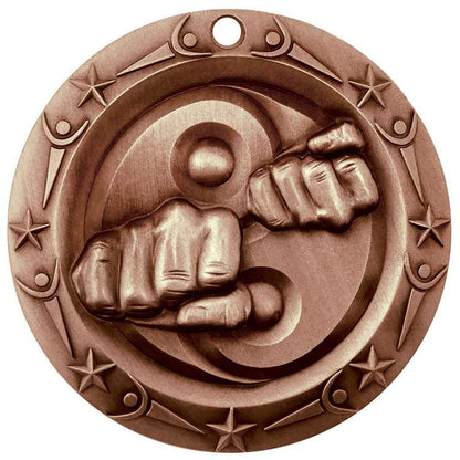 Martial Arts World Class Medal - Gold, Silver or Bronze | Engraved Karate Medallion - 3 Inch Wide Decade Awards