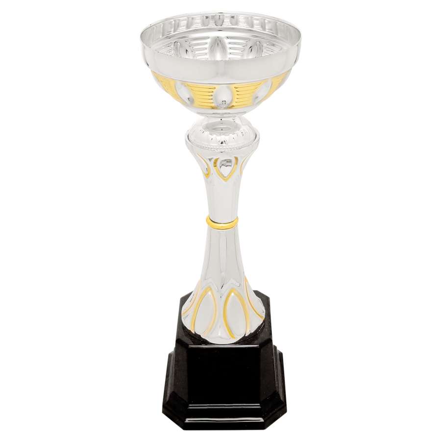 Metal Cup Trophy - Silver with Gold Accent | Engraved Corporate Cup Award - 9.75", 10.75" or 16.5" Tall Decade Awards