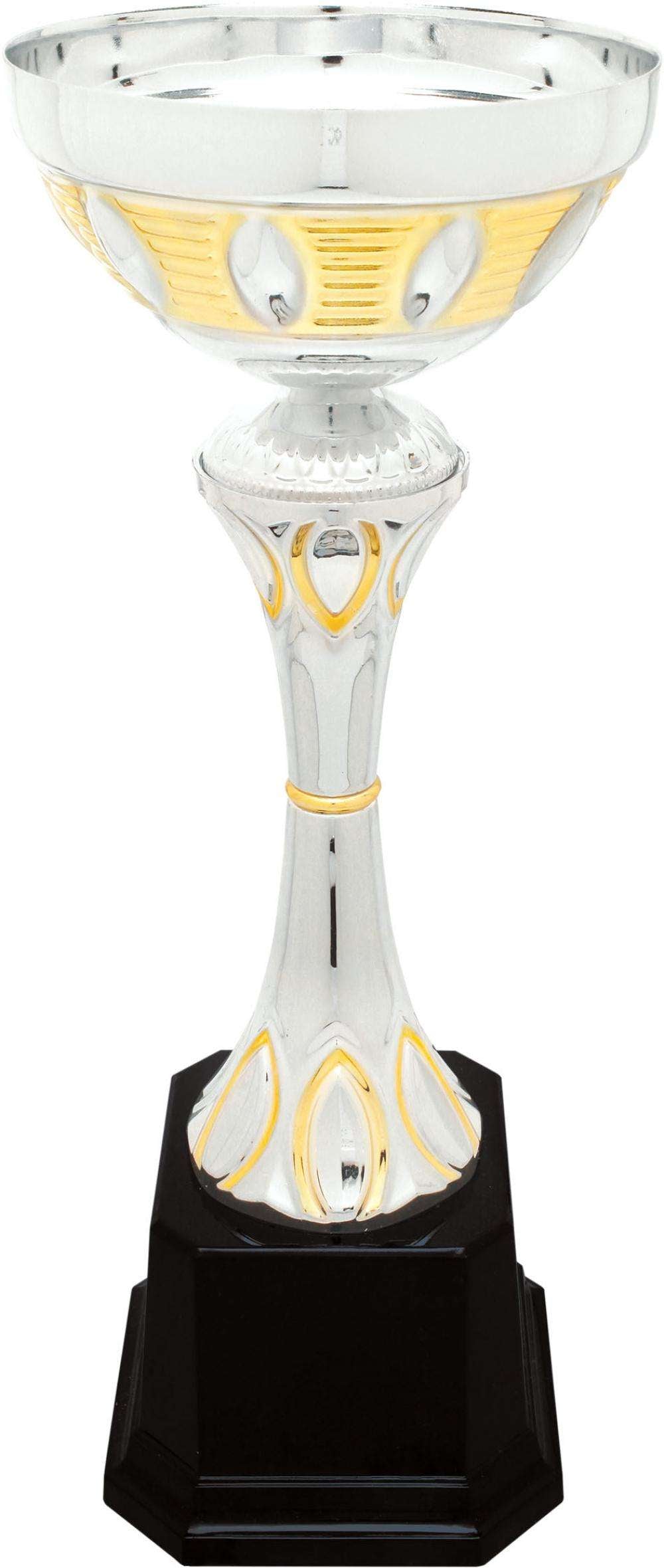 Metal Cup Trophy - Silver with Gold Accent | Engraved Corporate Cup Award - 9.75", 10.75" or 16.5" Tall Decade Awards