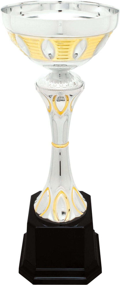 Metal Cup Trophy - Silver with Gold Accent | Engraved Corporate Cup Award - 9.75", 10.75" or 16.5" Tall Decade Awards