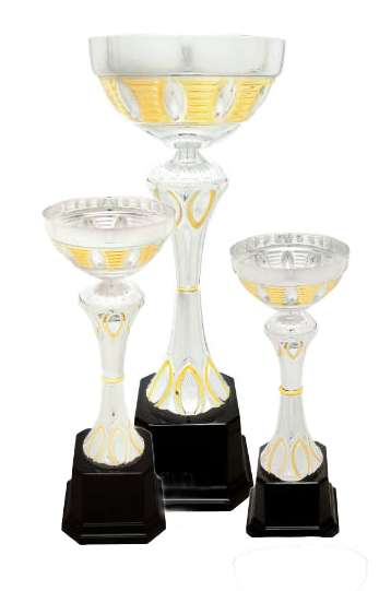 Metal Cup Trophy - Silver with Gold Accent | Engraved Corporate Cup Award - 9.75", 10.75" or 16.5" Tall Decade Awards