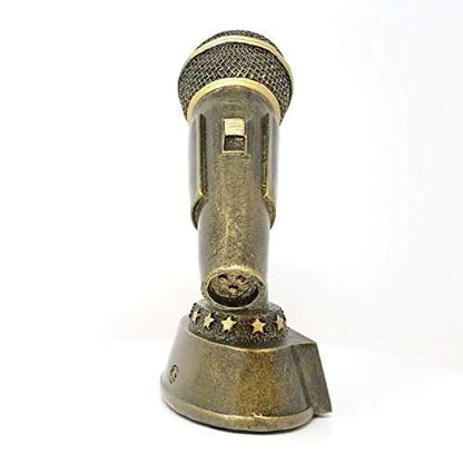 Microphone Trophy - Gold | Karaoke Singer DJ Announcer Mic Award | 7 Inch Decade Awards